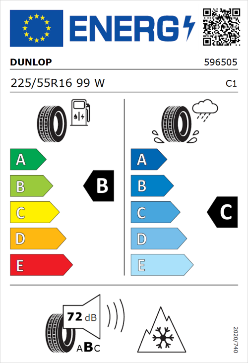 Tyre Label for Dunlop All Season 2 225/55R16 99W