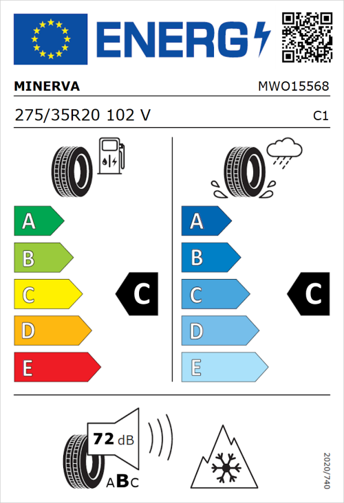 Tyre Label for Minerva Frostrack UHP 275/35R20 102V